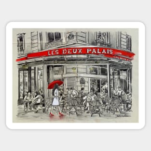 Down at the les deux palais Sticker